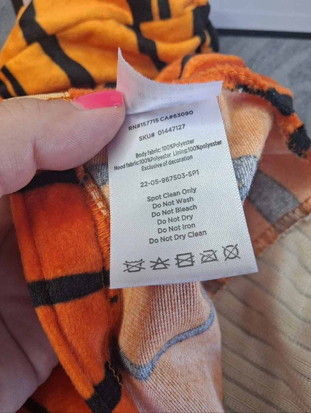 Spirit Infant Tiger Plush Jumpsuit Costume - Orange, Black & Cream - Picture 13 of 15